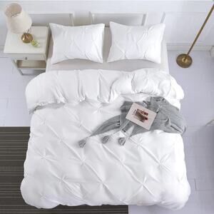 HOdo Home Bedding Pinched Pleated Duvet Cover - White King Bedding Sets
